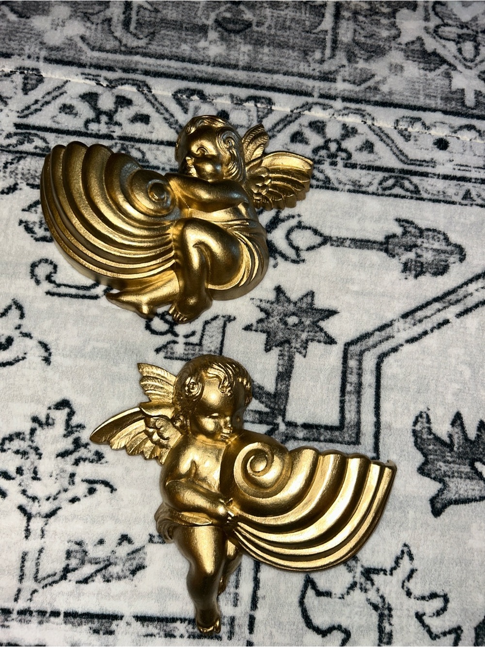 MCM Burwood Gold Cherub Wall Accent Pair - Decorative Home Wall Decor. Planters
